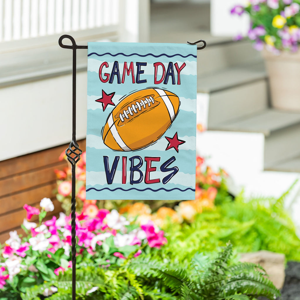 Game Day Vibes Burlap Garden Flag