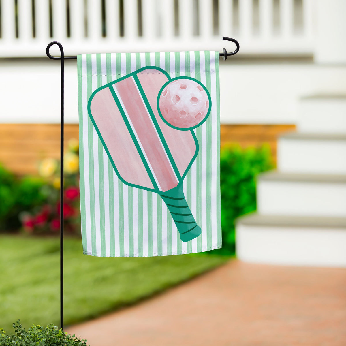 Pastel Pickleball Suede Garden Flag