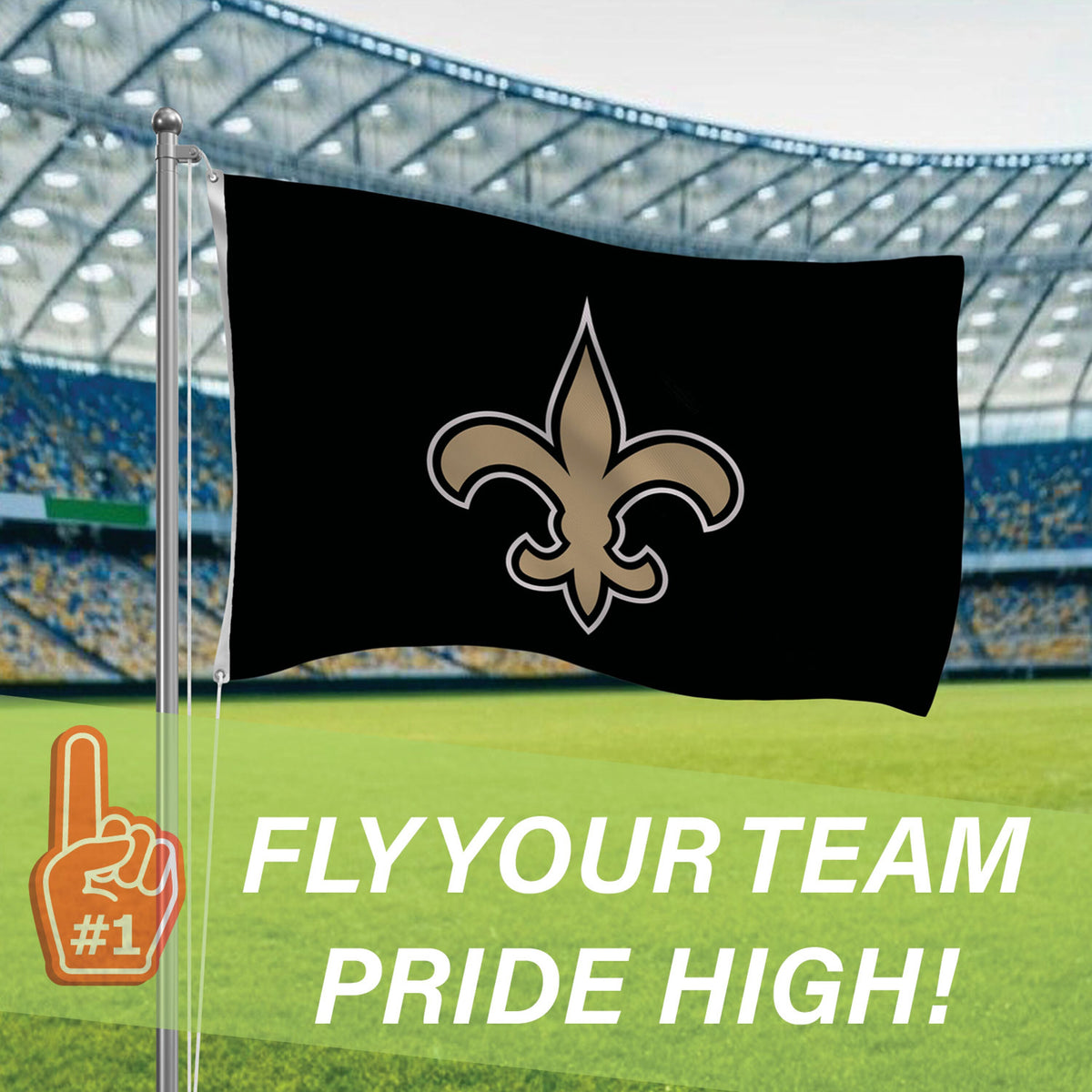 New Orleans Saints Single Sided Flag w/ 2 Grommets, 3'x5'