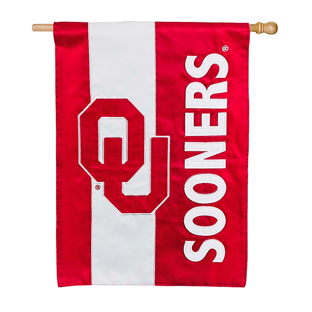 University of Oklahoma Mixed-Material Embellished Appliqué House Flag