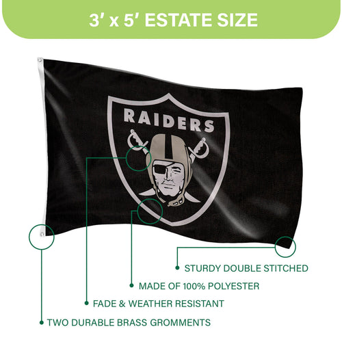 3'x5' Single Sided Flag w/ 2 Grommets, Las Vegas Raiders