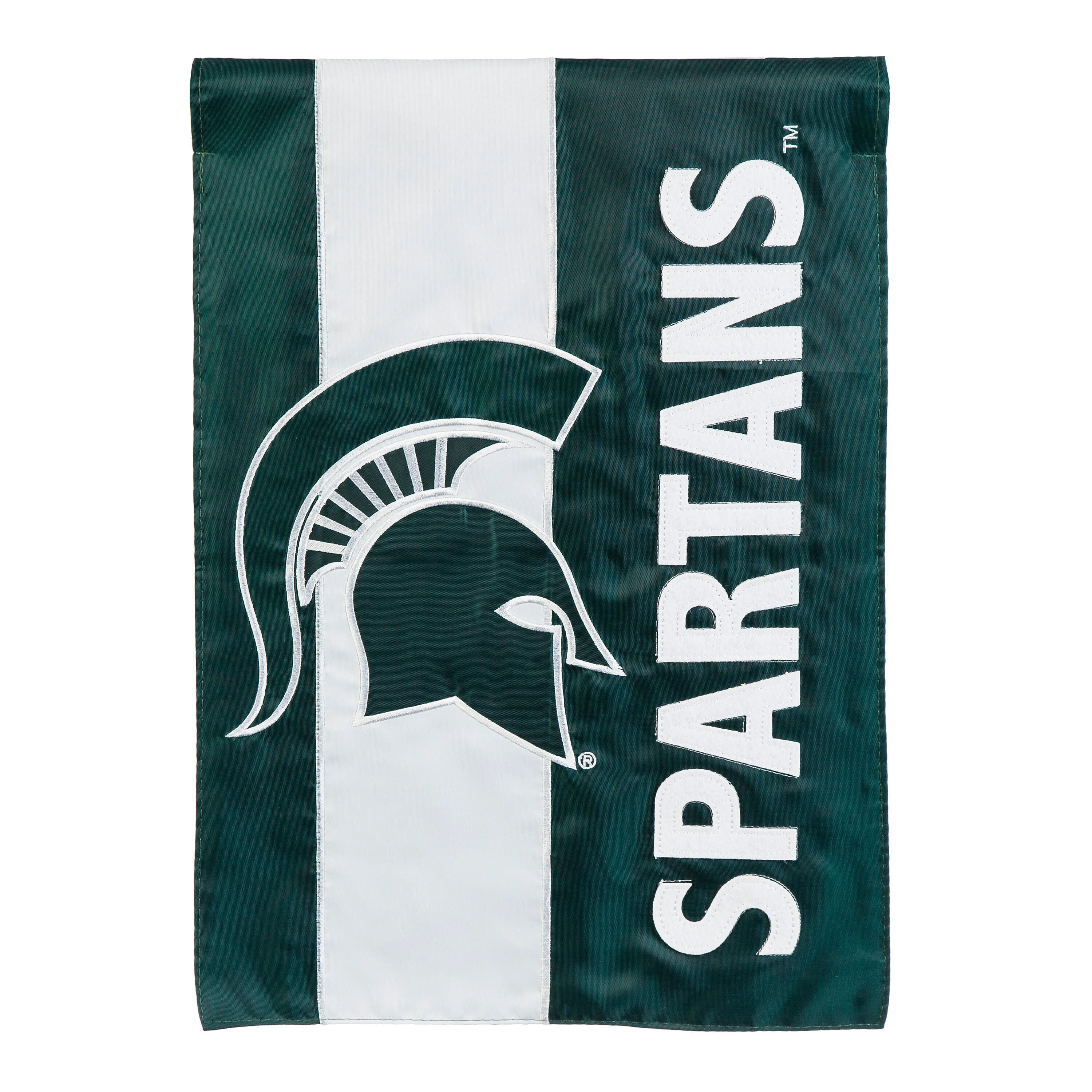 Michigan State University Mixed-Material Embellished Appliqué Garden Flag