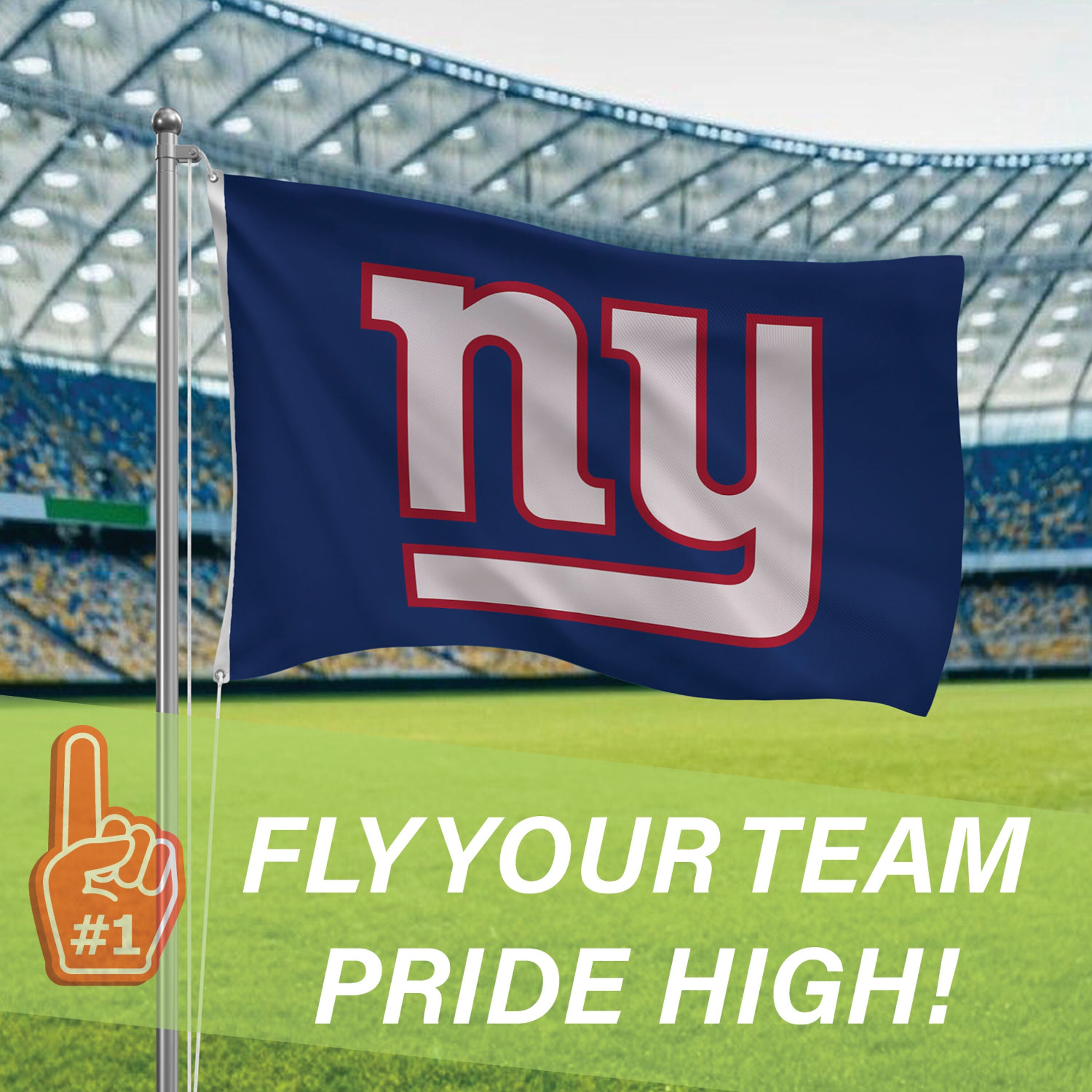 New York Giants Single Sided Flag w/ 2 Grommets, 3'x5'