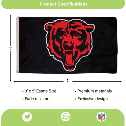 3'x5' Single Sided Flag w/ 2 Grommets, Chicago Bears