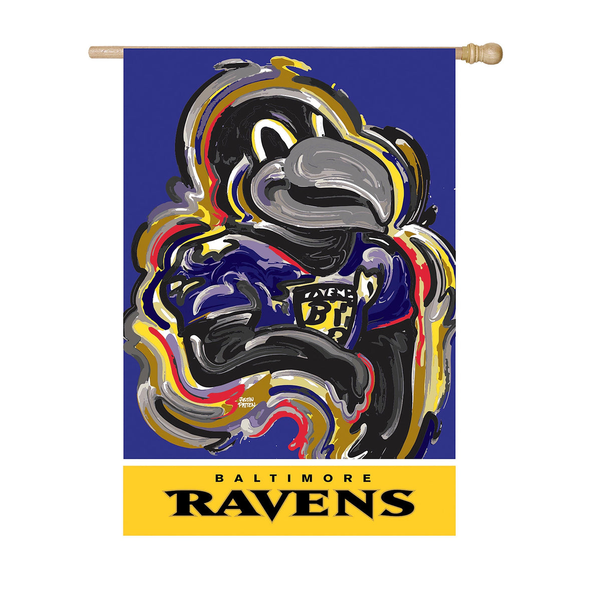 Baltimore Ravens, Suede House Flag Justin Patten