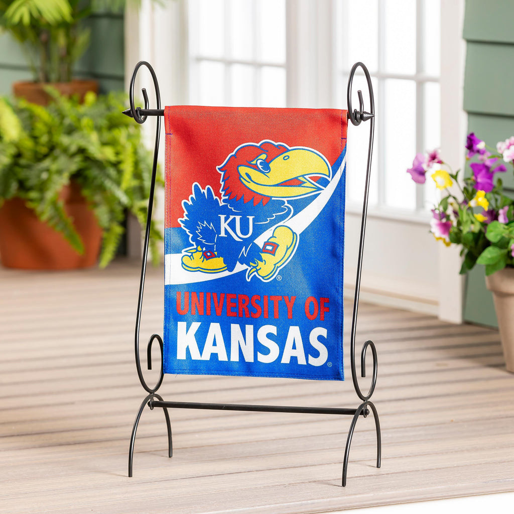 University of Kansas Burlap Flag GDN Size