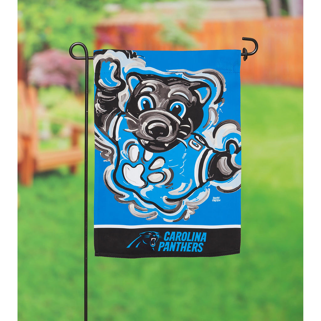 Carolina Panthers, Suede Garden Flag Justin Patten