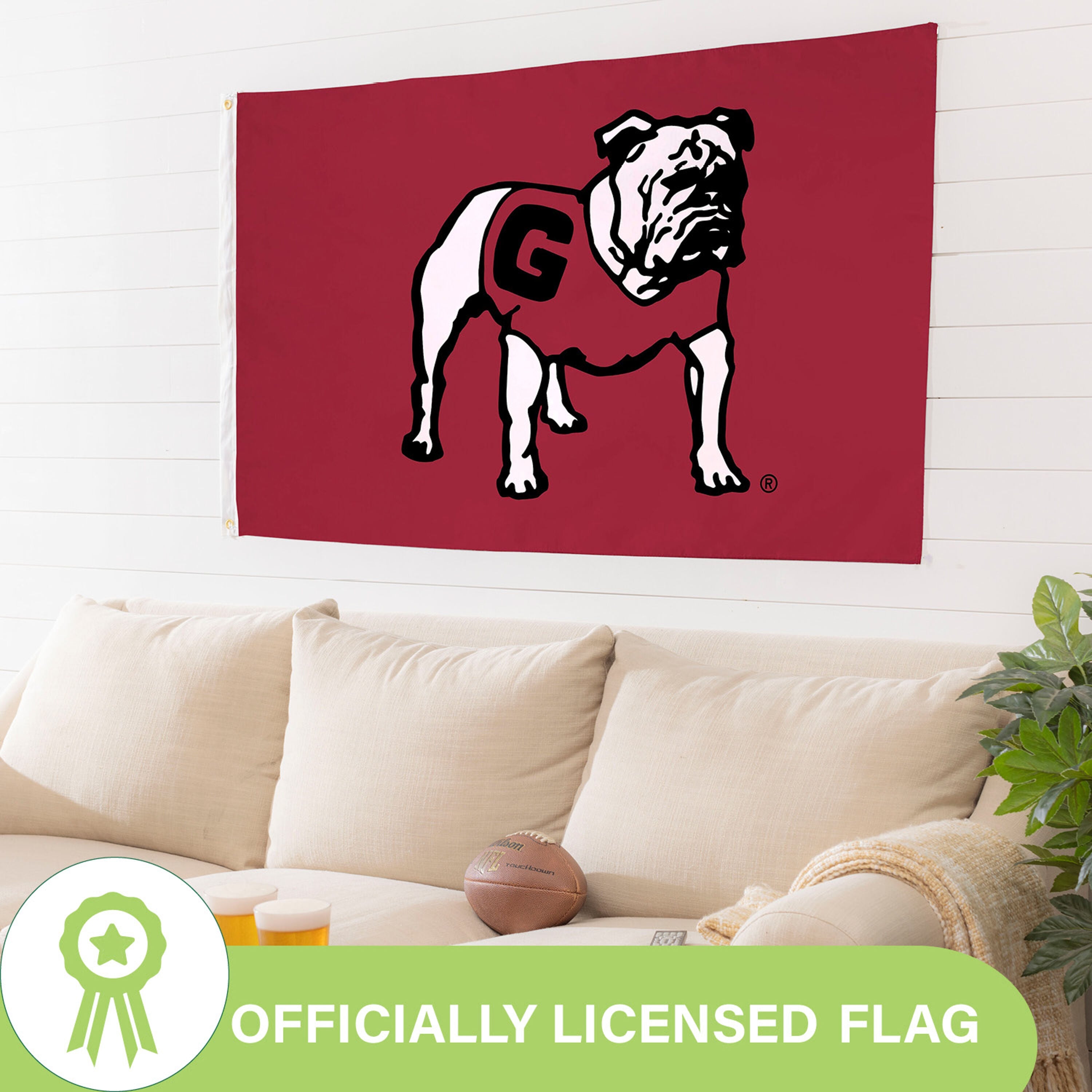 University of Georgia Single Sided Flag w/ 2 Grommets, 3'x5'