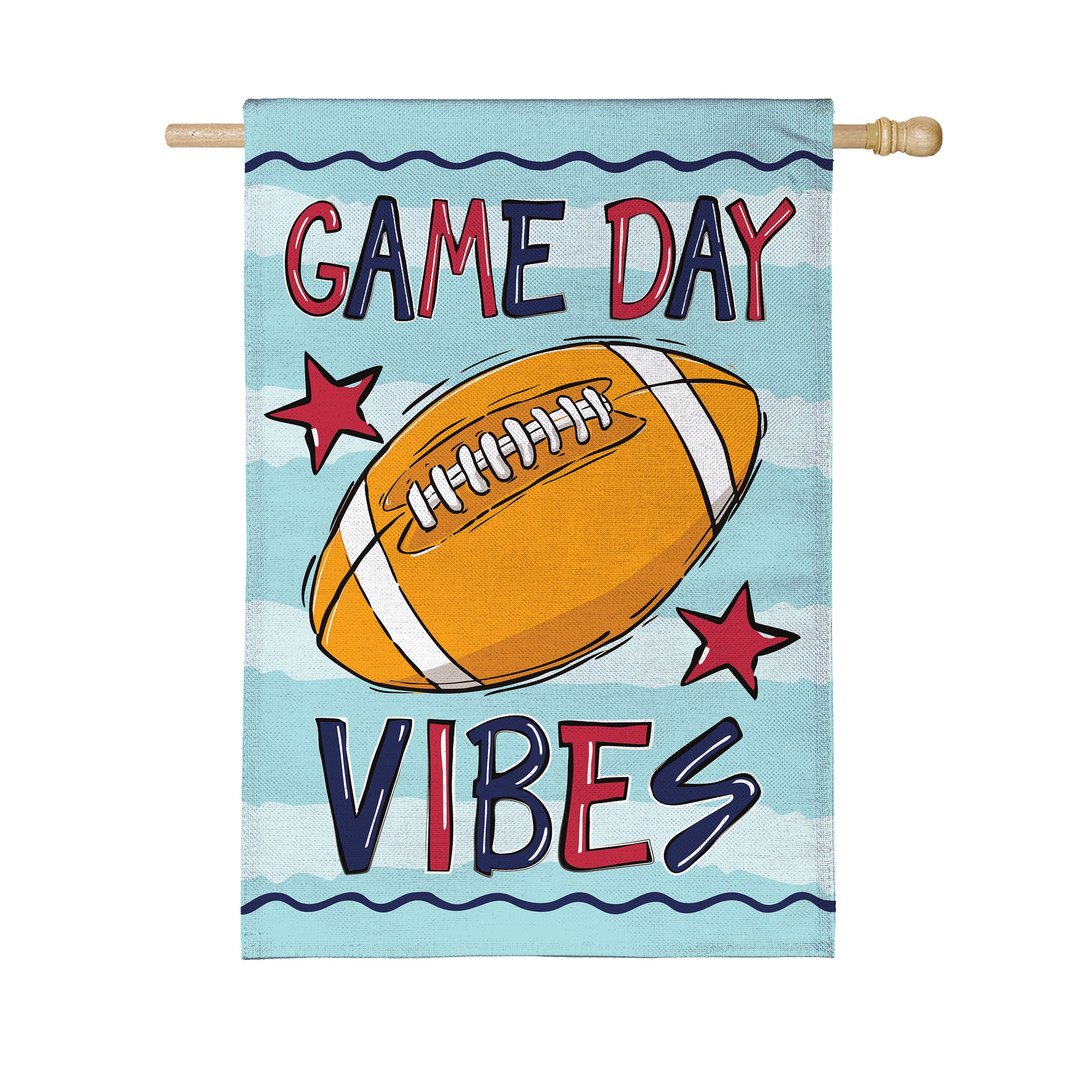 Game Day Vibes Burlap House Flag
