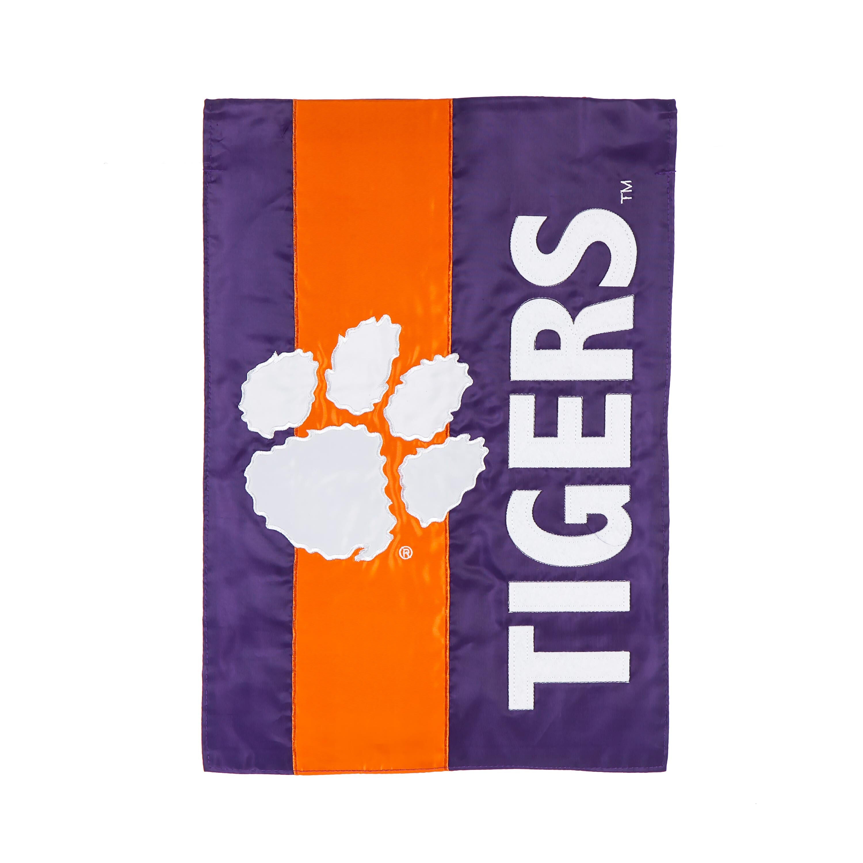 Clemson University Mixed-Material Embellished Appliqué Garden Flag