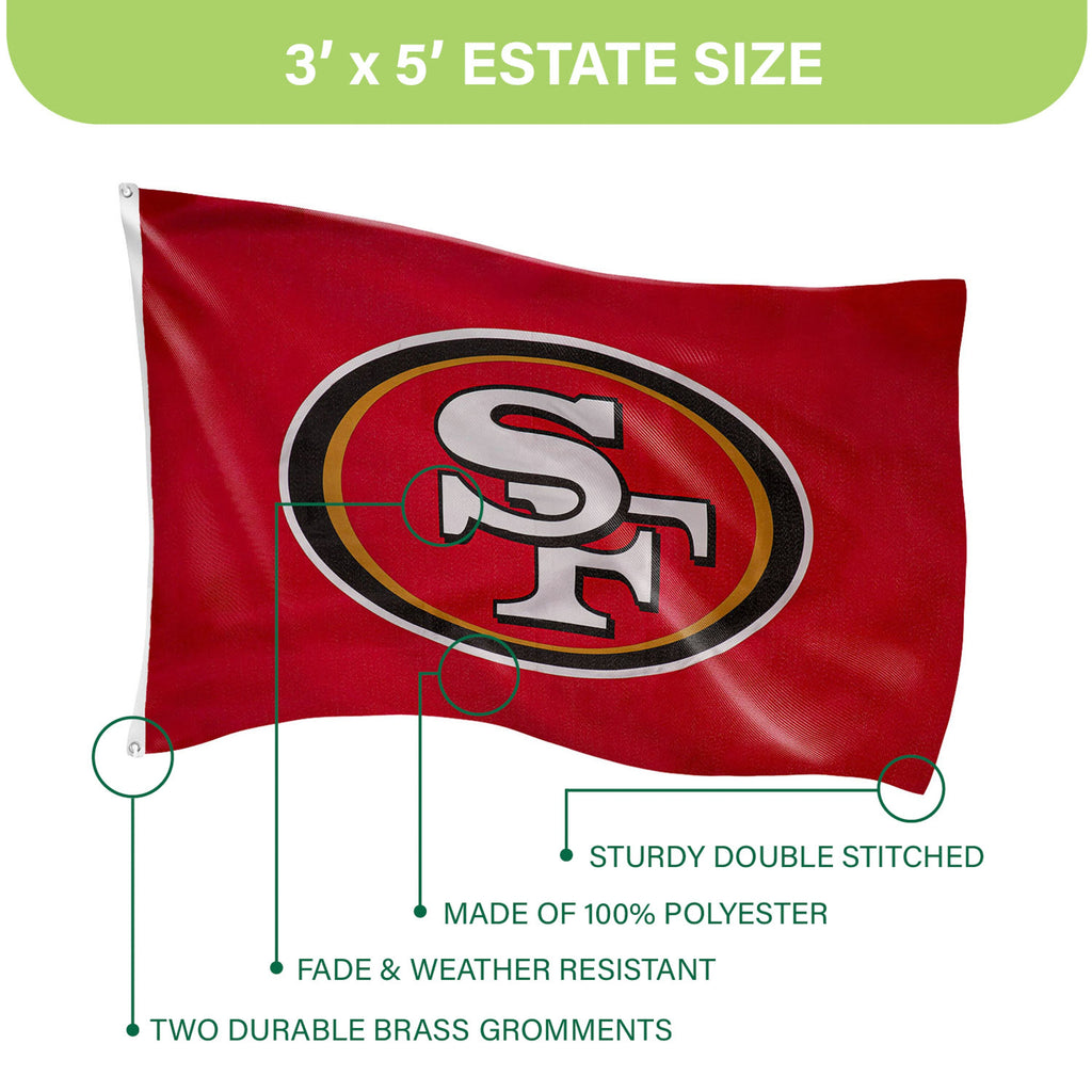 3'x5' Single Sided Flag w/ 2 Grommets, San Francisco 49ers