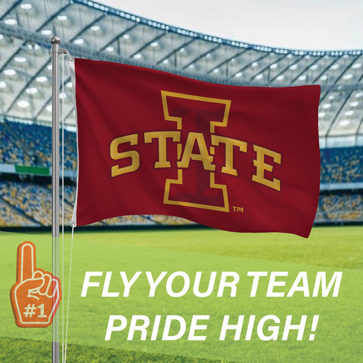 Iowa State University Single Sided Flag w/ 2 Grommets, 3'x5'