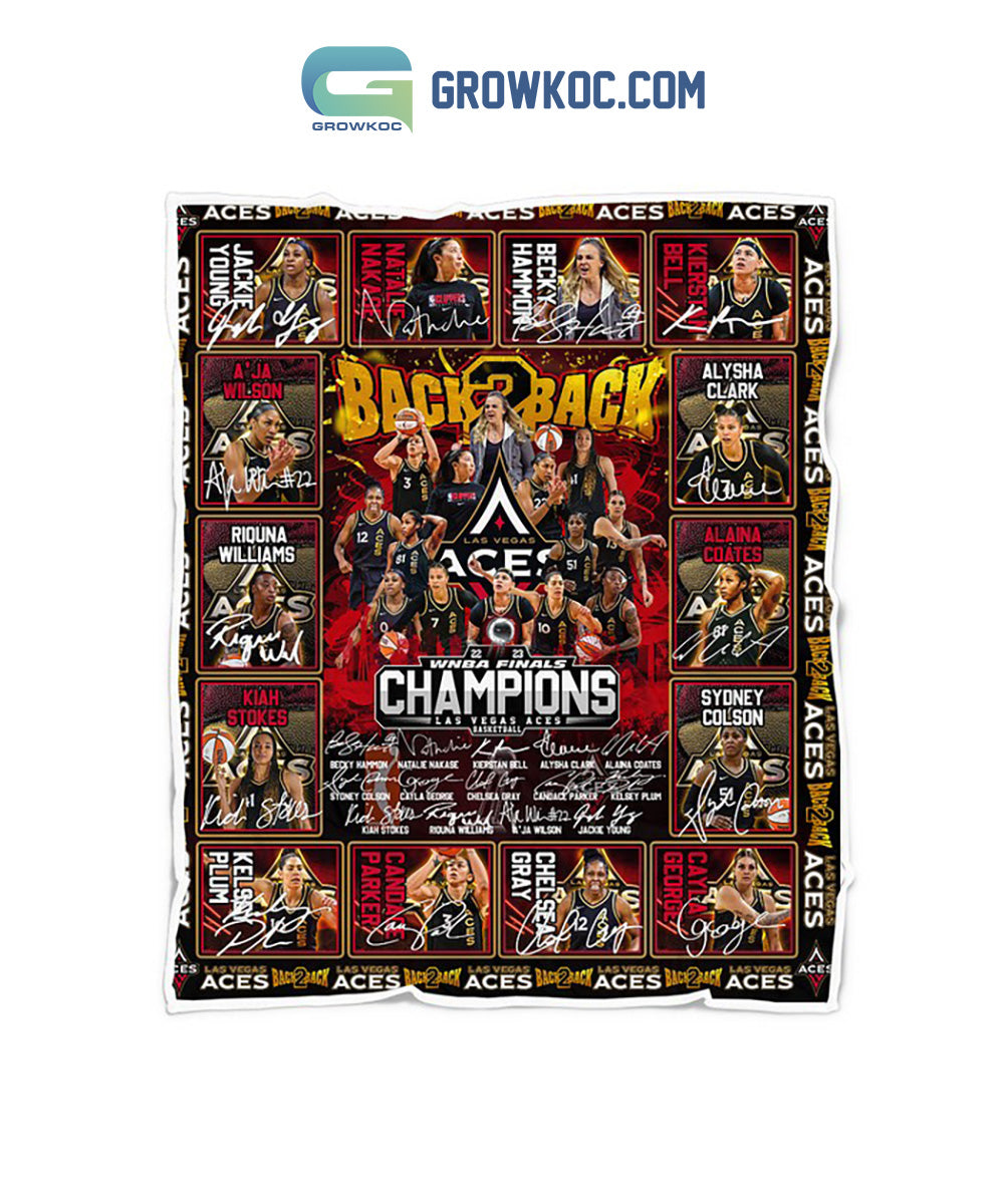 Las Vegas Aces Back 2 Back WNBA Finals Champions 2023 Fleece Blanket Quilt