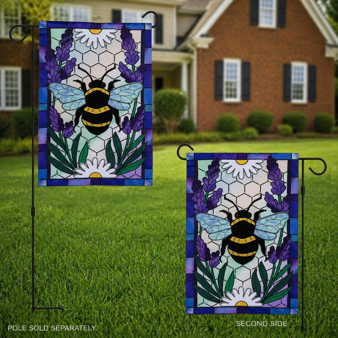 Lavender Honey Bee 2 Sided Garden Flag