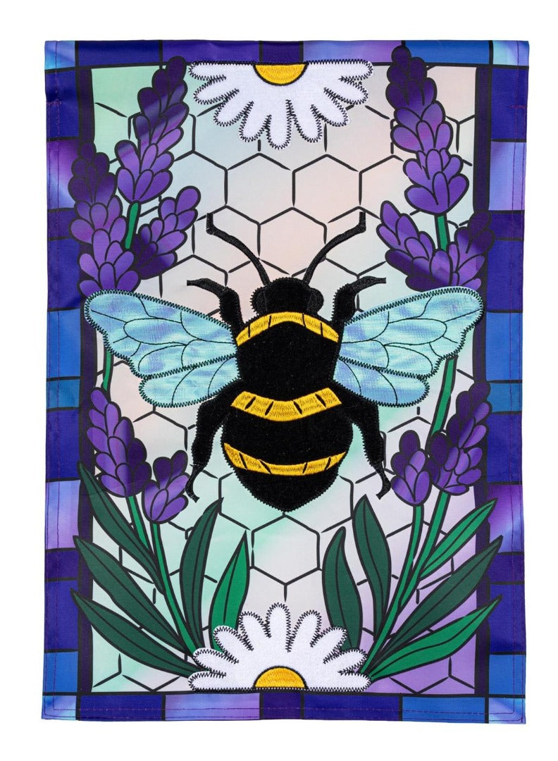 Lavender Honey Bee 2 Sided Garden Flag