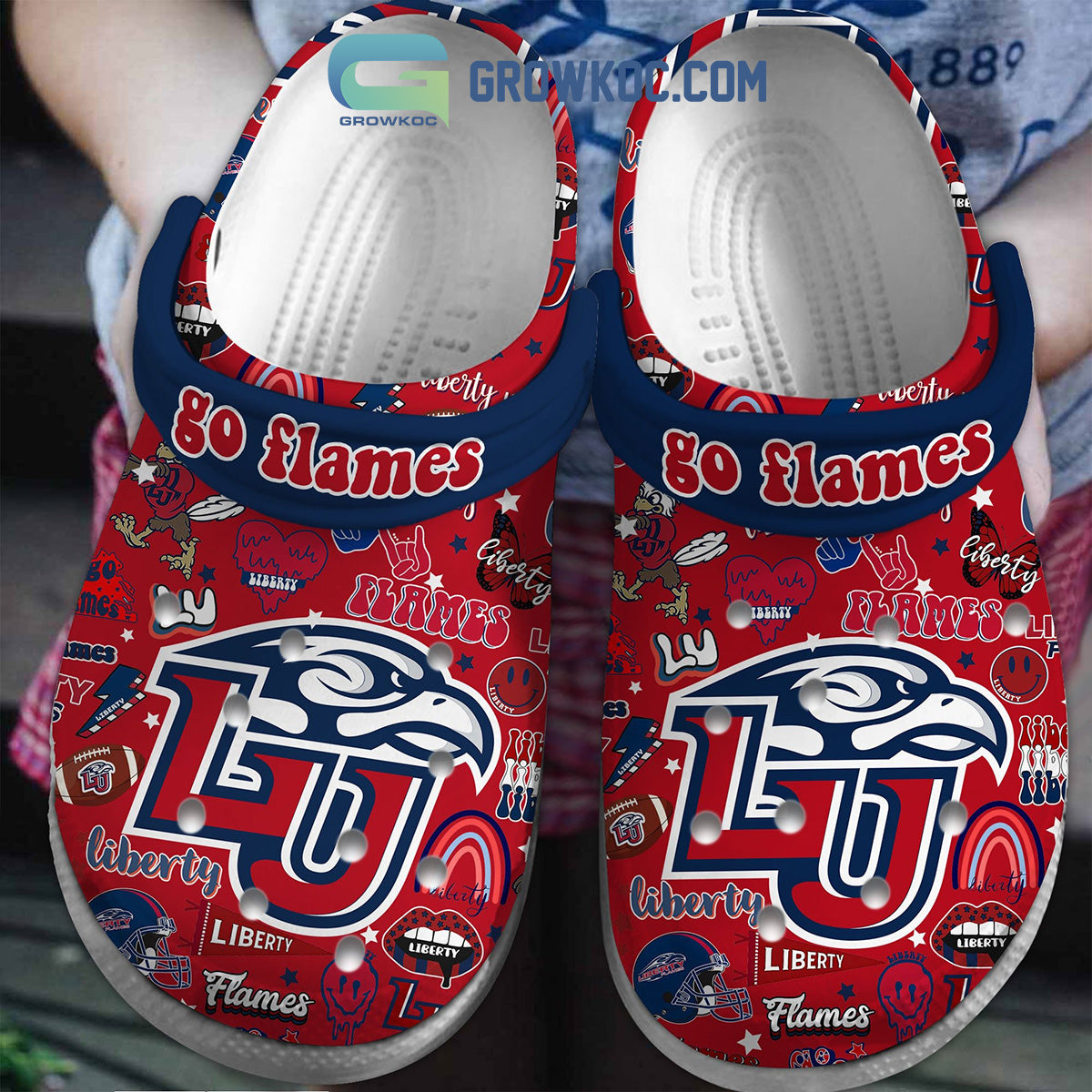Liberty Flames Love Football Let's Go Clogs Crocs