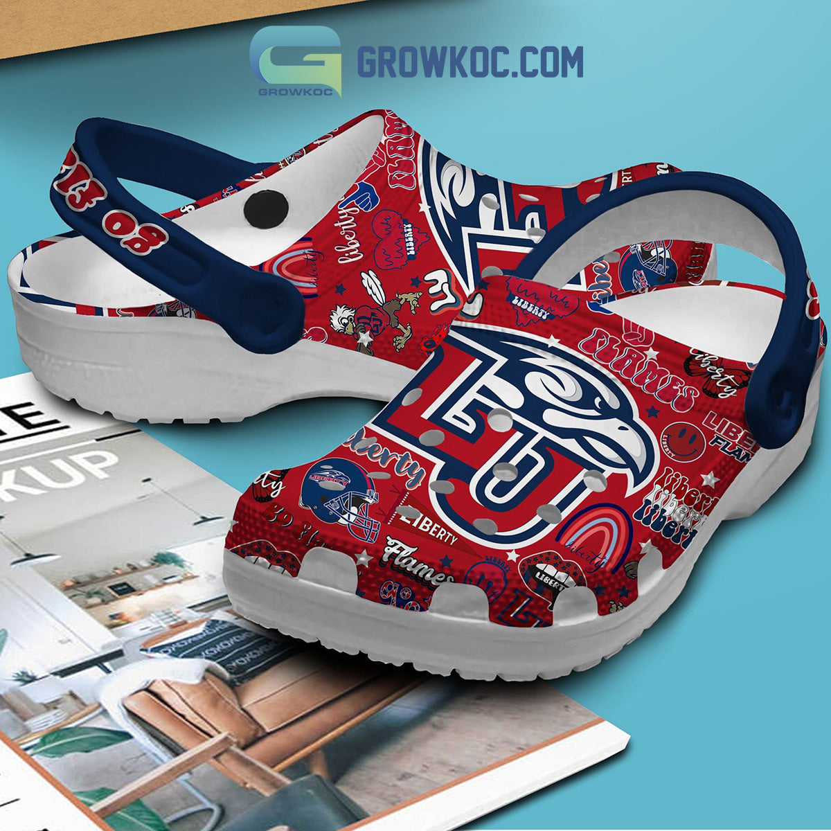 Liberty Flames Love Football Let's Go Clogs Crocs
