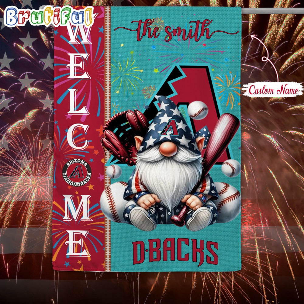 MLB Arizona Diamondbacks Flag, Happy 4th Of July Garden Flag, Baseball Gomes Flag