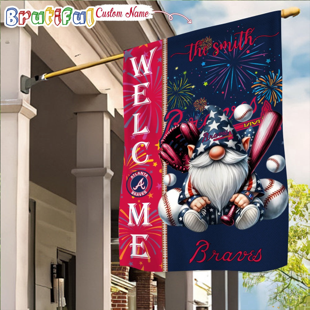MLB Atlanta Braves Flag, Happy 4th Of July Garden Flag, Baseball Gomes Flag