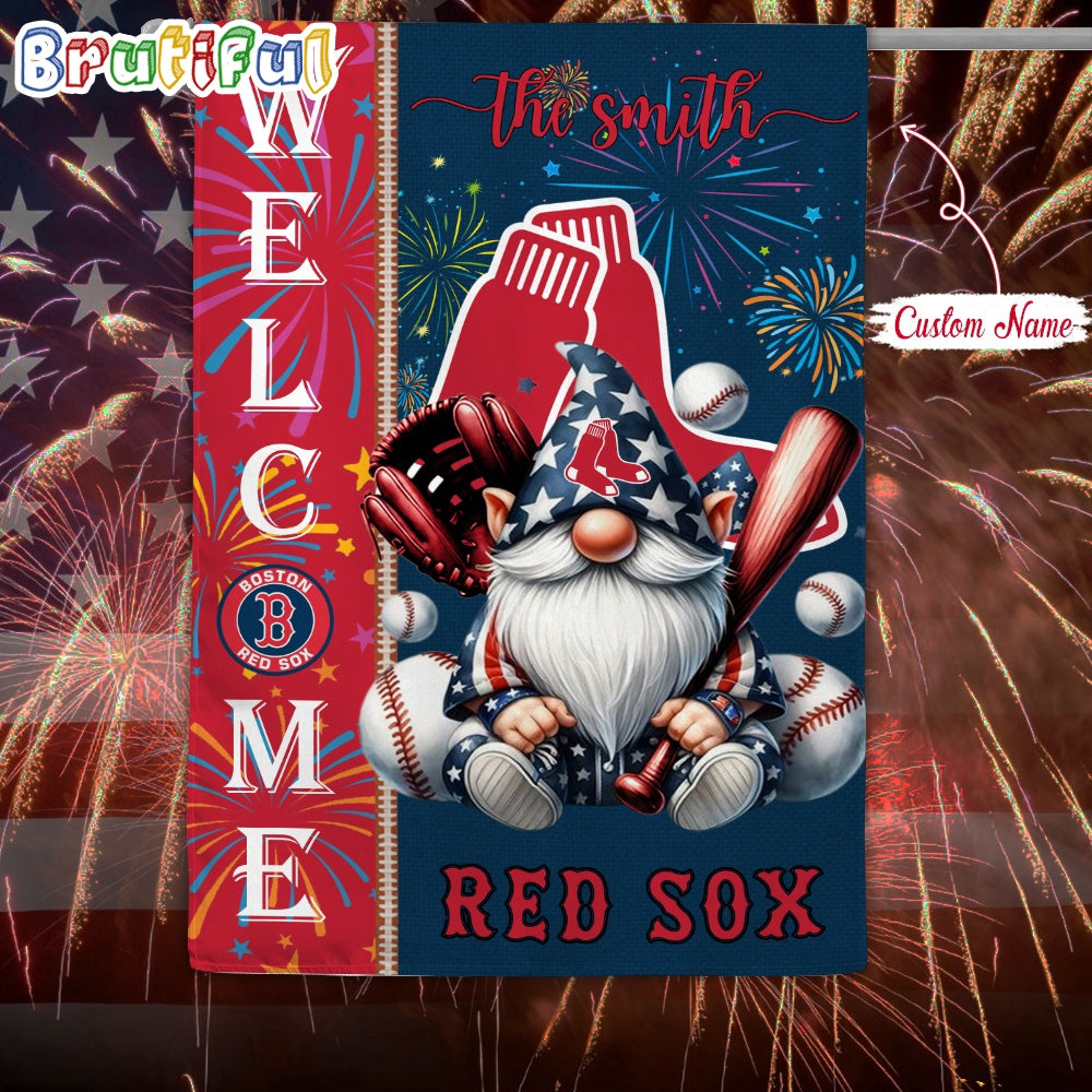 MLB Boston Red Sox Flag, Happy 4th Of July Garden Flag, Baseball Gomes Flag
