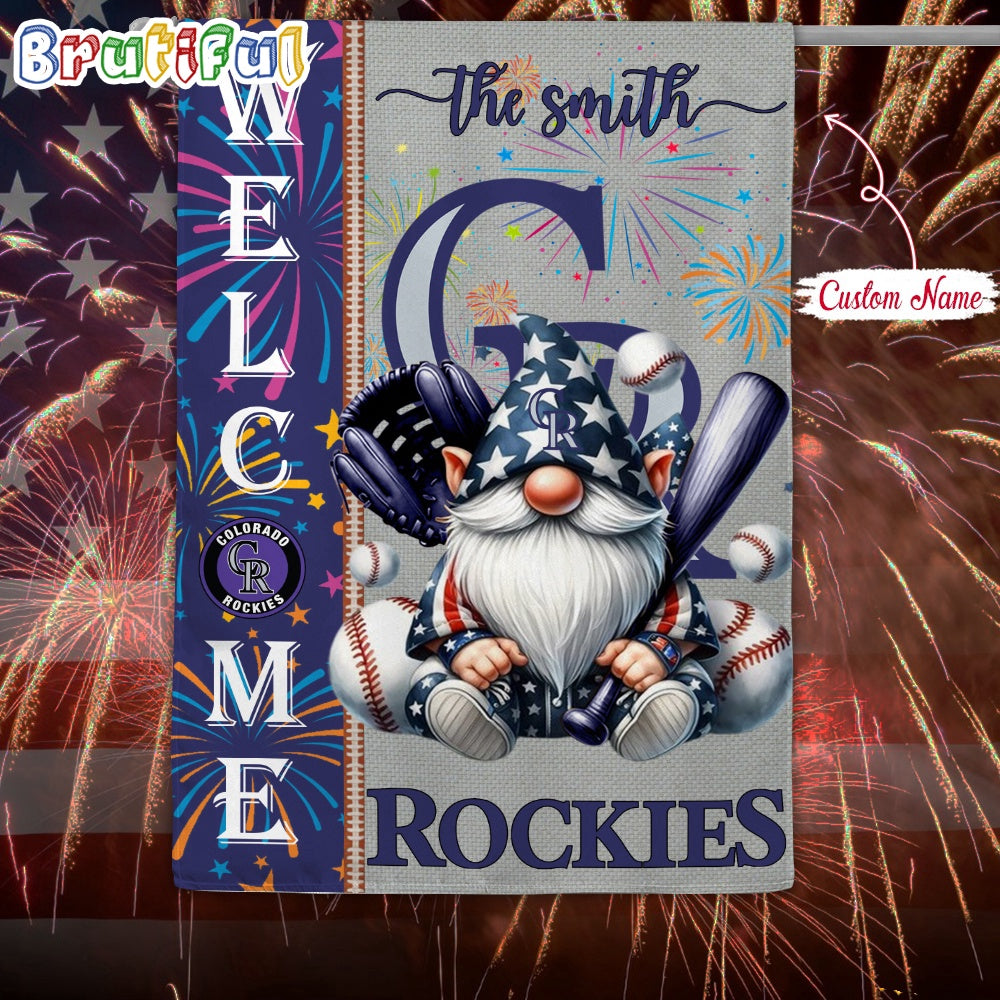 MLB Colorado Rockies Flag, Happy 4th Of July Garden Flag, Baseball Gomes Flag