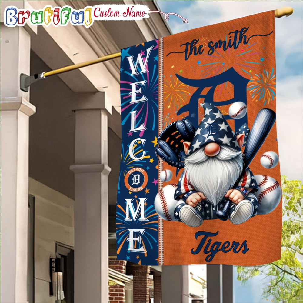 MLB Detroit Tigers Flag, Happy 4th Of July Garden Flag, Baseball Gomes Flag