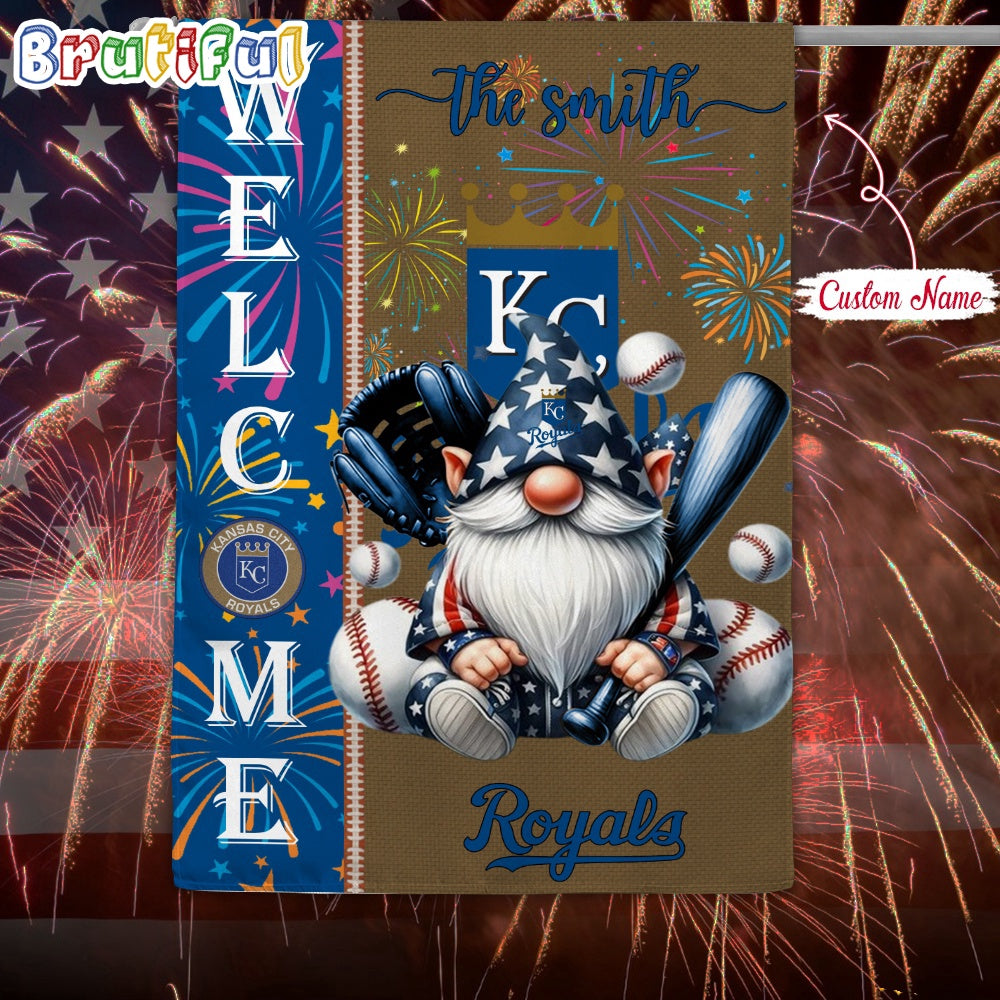 MLB Kansas City Royals Flag, Happy 4th Of July Garden Flag, Baseball Gomes Flag