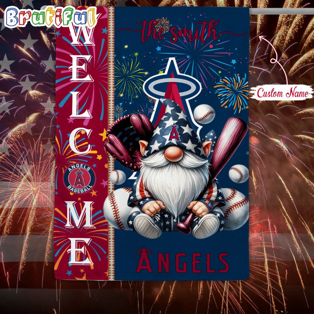 MLB Los Angeles Angels Flag, Happy 4th Of July Garden Flag, Baseball Gomes Flag