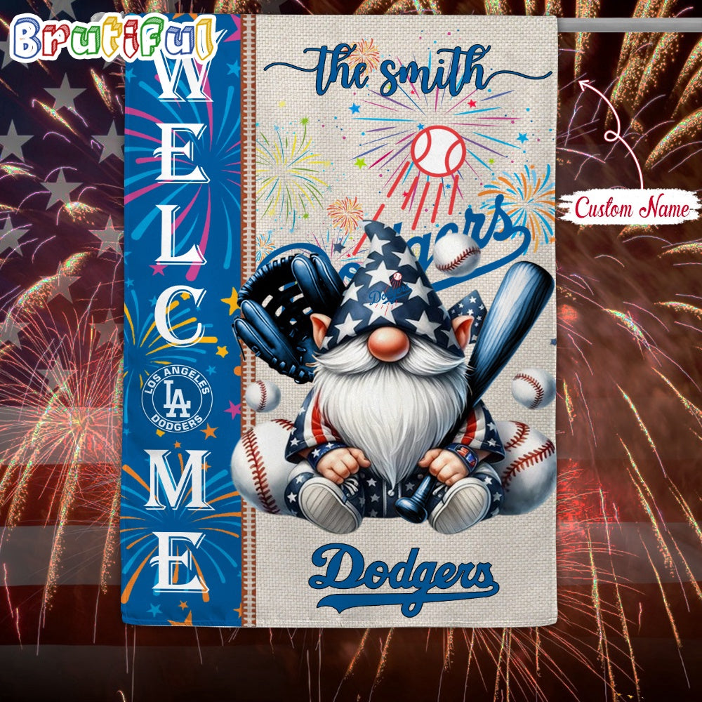 MLB Los Angeles Dodgers Flag, Happy 4th Of July Garden Flag, Baseball Gomes Flag