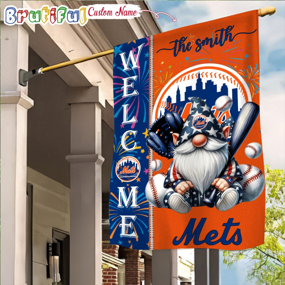 MLB New York Mets Flag, Happy 4th Of July Garden Flag, Baseball Gomes Flag