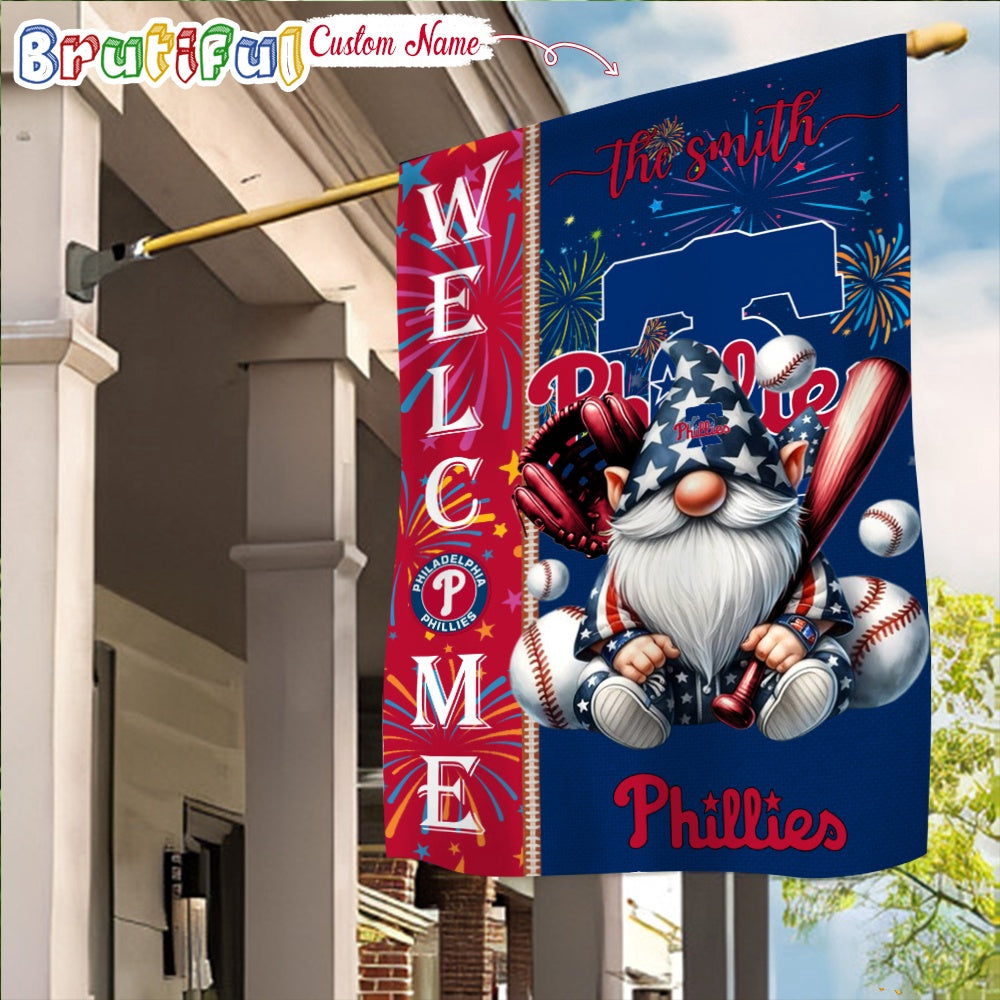 MLB Philadelphia Phillies Flag, Happy 4th Of July Garden Flag, Baseball Gomes Flag