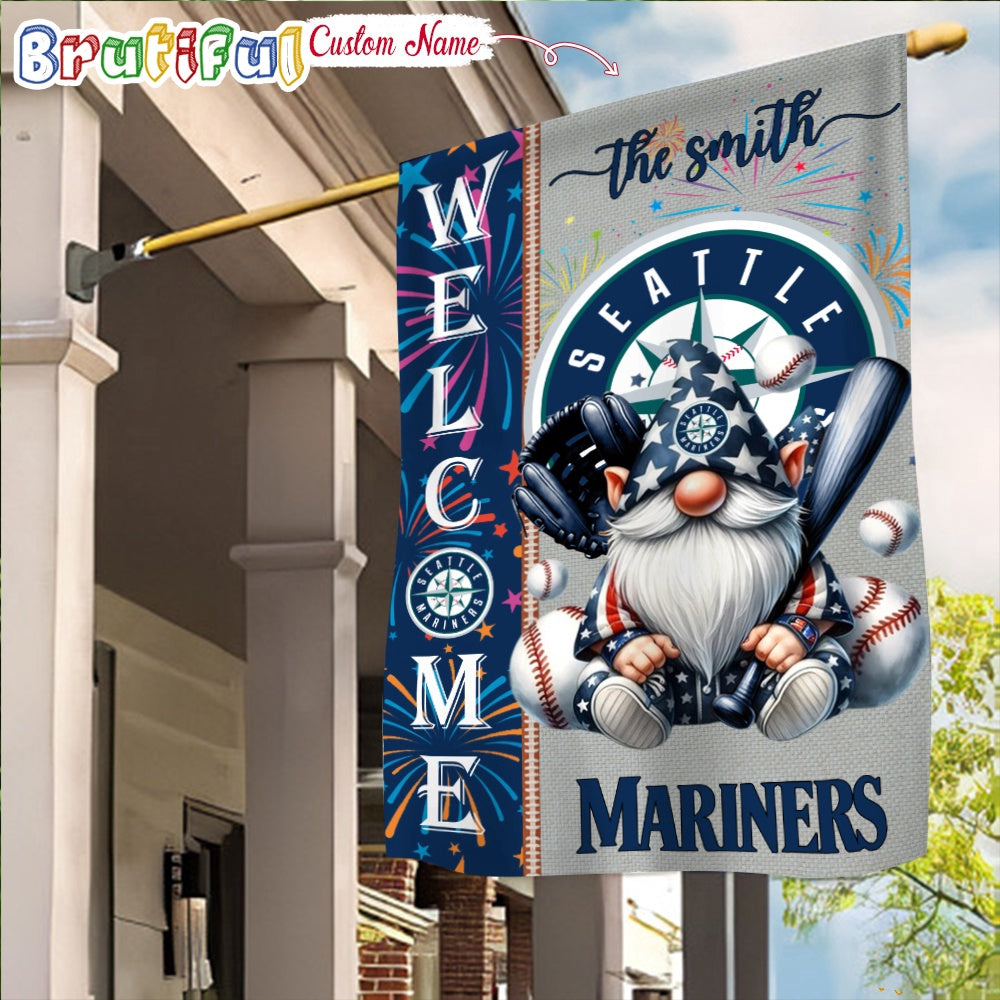 MLB Seattle Mariners Flag, Happy 4th Of July Garden Flag, Baseball Gomes Flag