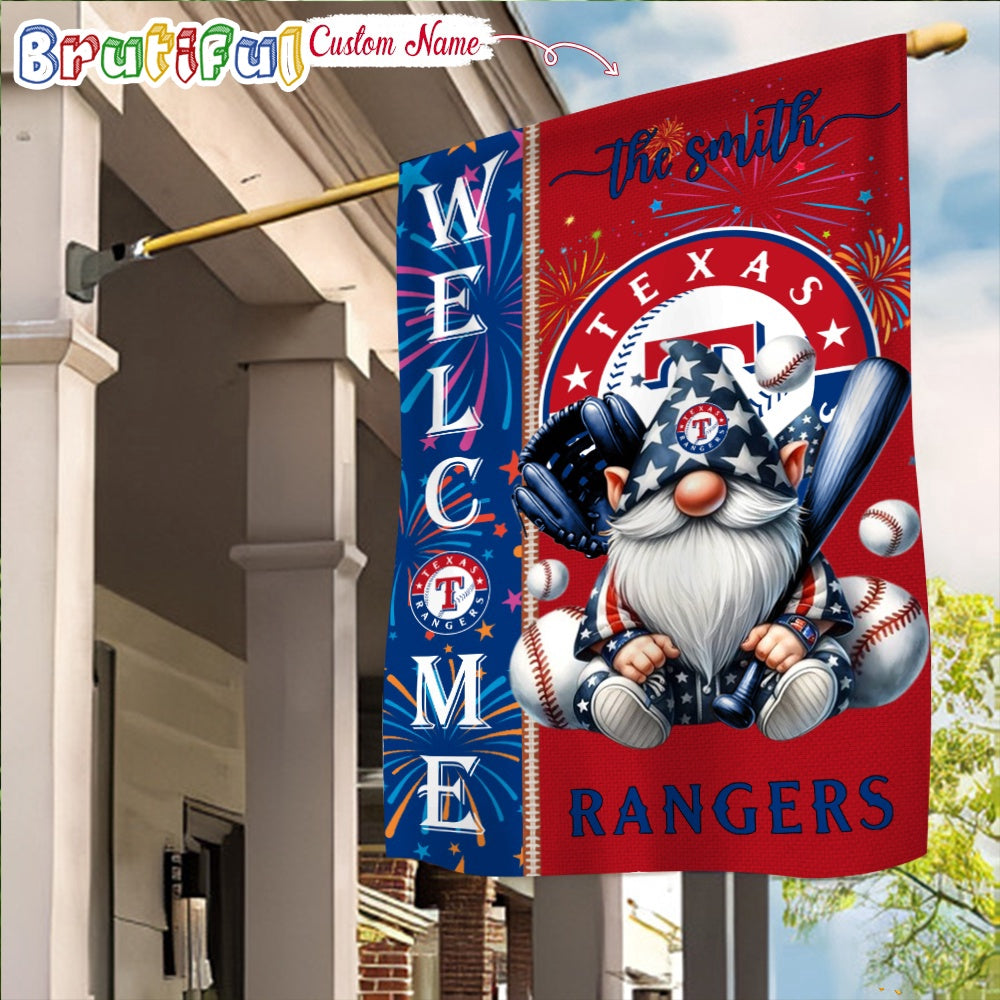 MLB Texas Rangers Flag, Happy 4th Of July Garden Flag, Baseball Gomes Flag