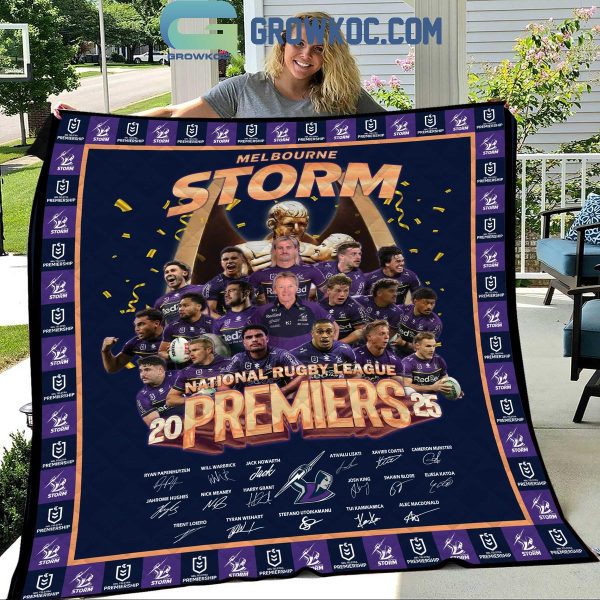 Melbourne Storm National Rugby League 2025 Premiers Fleece Blanket Quilt