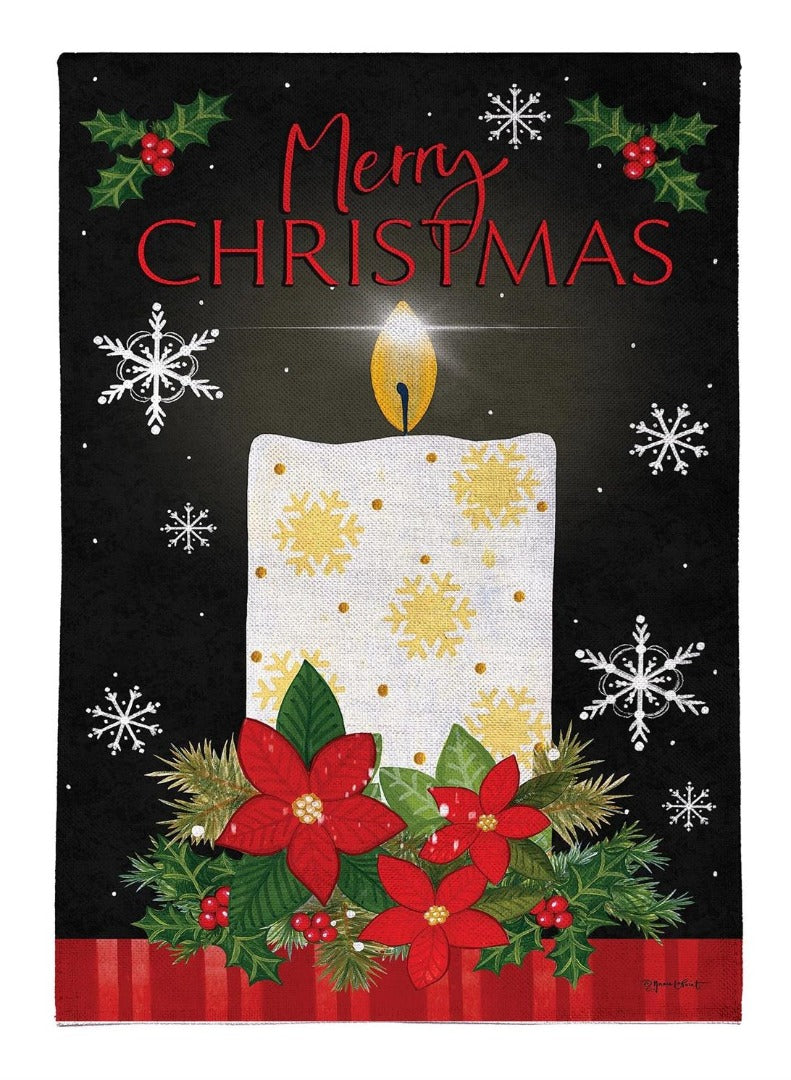 Merry Christmas Candle 2 Sided Garden Flag