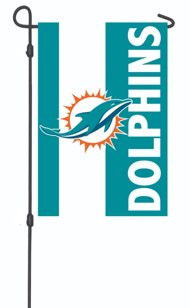 Miami Dolphins Garden Flag 2 Sided Embellished Logo