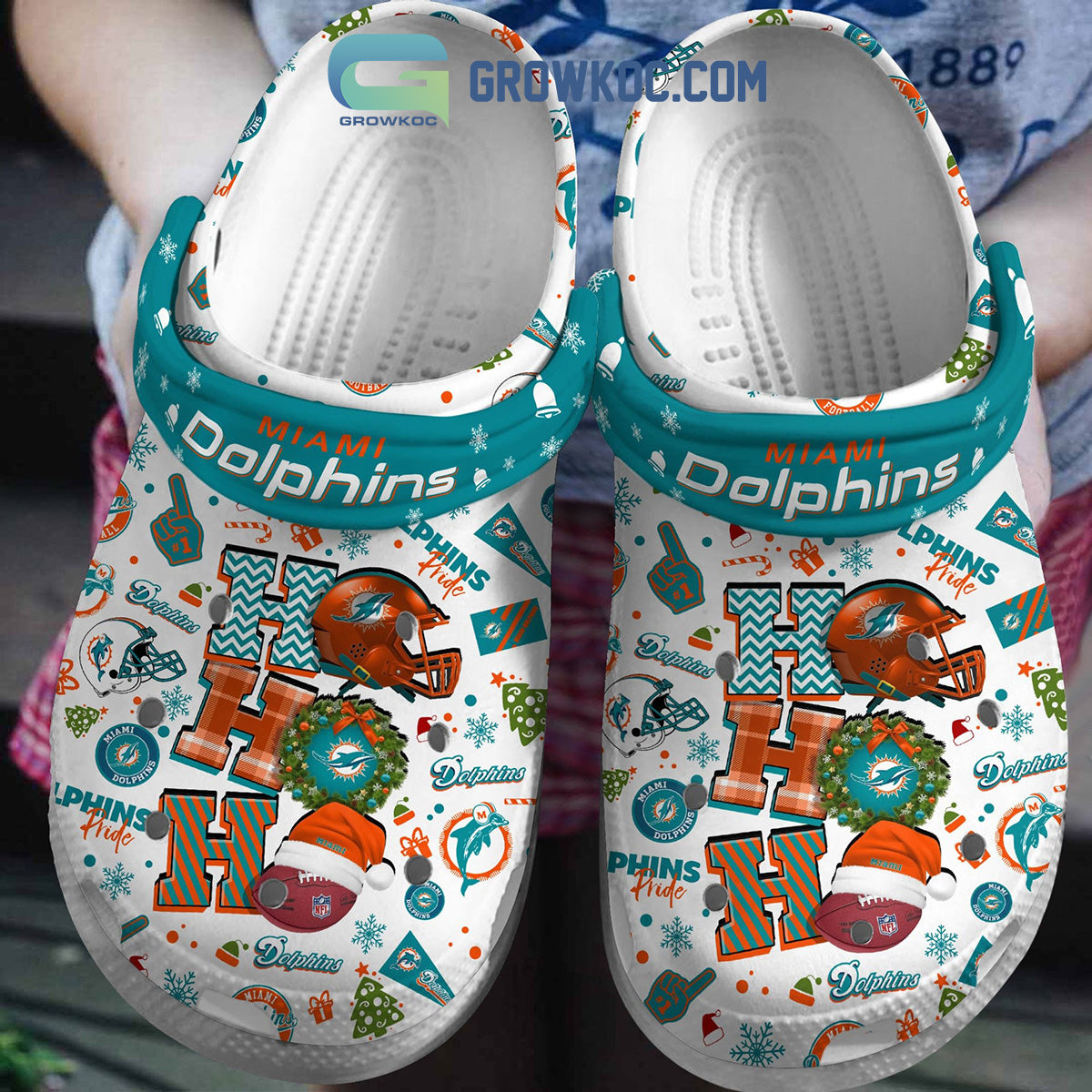 Miami Dolphins Ho Ho Ho Christmas Clogs Crocs