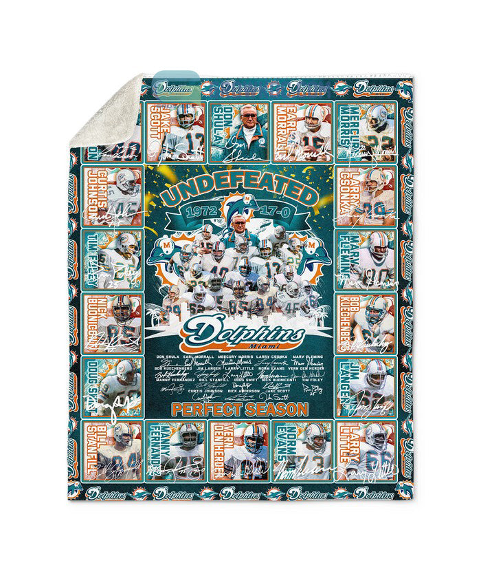 Miami Dolphins NFL Undefeated Perfect Season 1972 Fleece Blanket Quilt