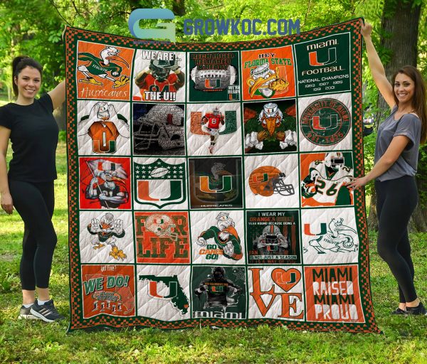 Miami Hurricanes NCAA Collection Design Fleece Blanket Quilt
