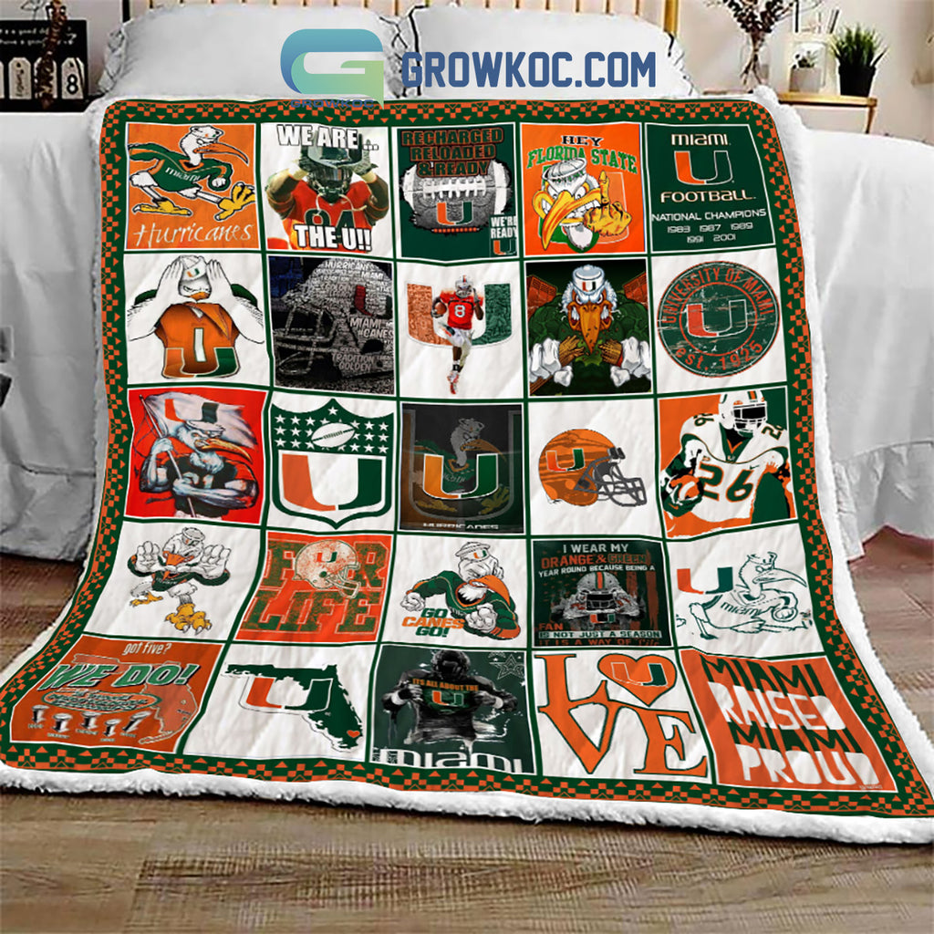Miami Hurricanes NCAA Collection Design Fleece Blanket Quilt