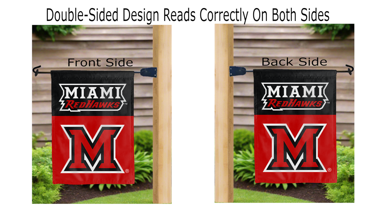 Miami University - M Redhawks Double Sided Garden Flag