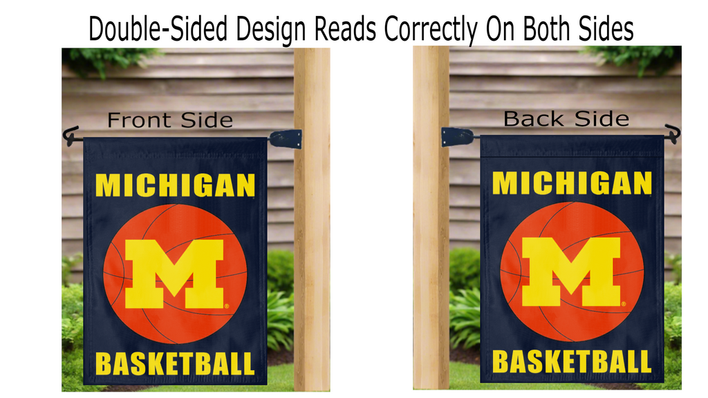 Michigan Basketball Logo Double Sided Garden Flag