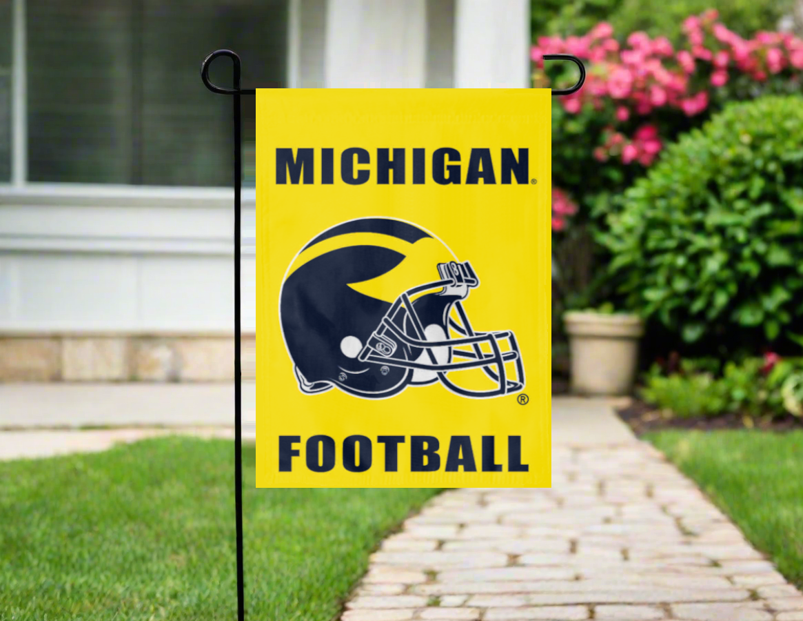 Michigan Football Logo Double Sided Garden Flag