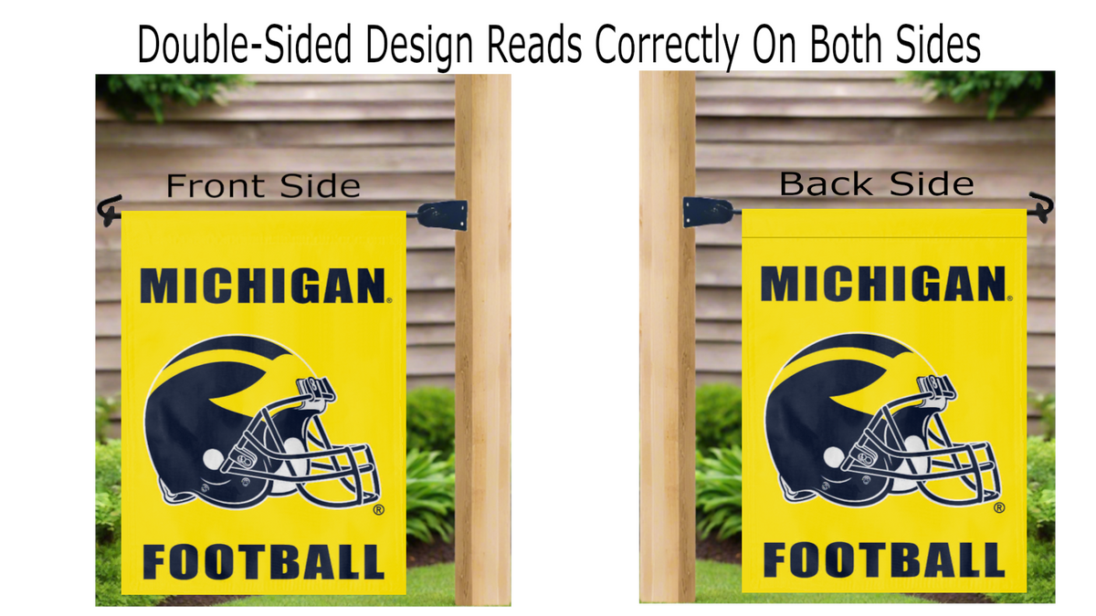 Michigan Football Logo Double Sided Garden Flag