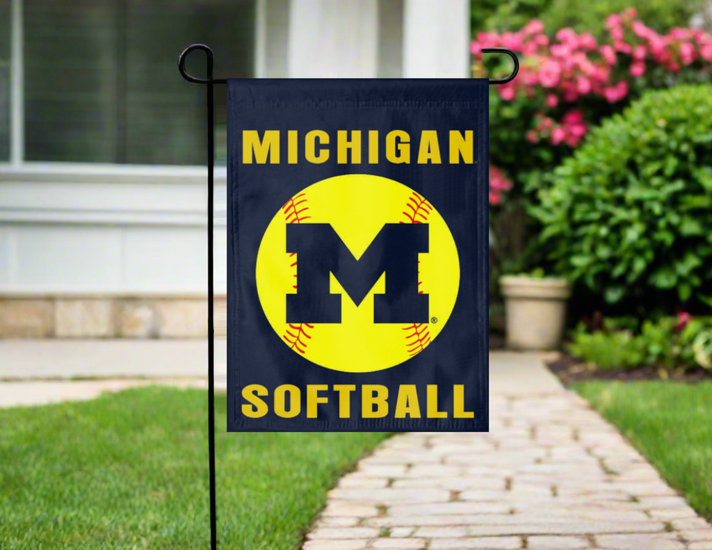 University of Michigan Softball Double Sided Garden Flag