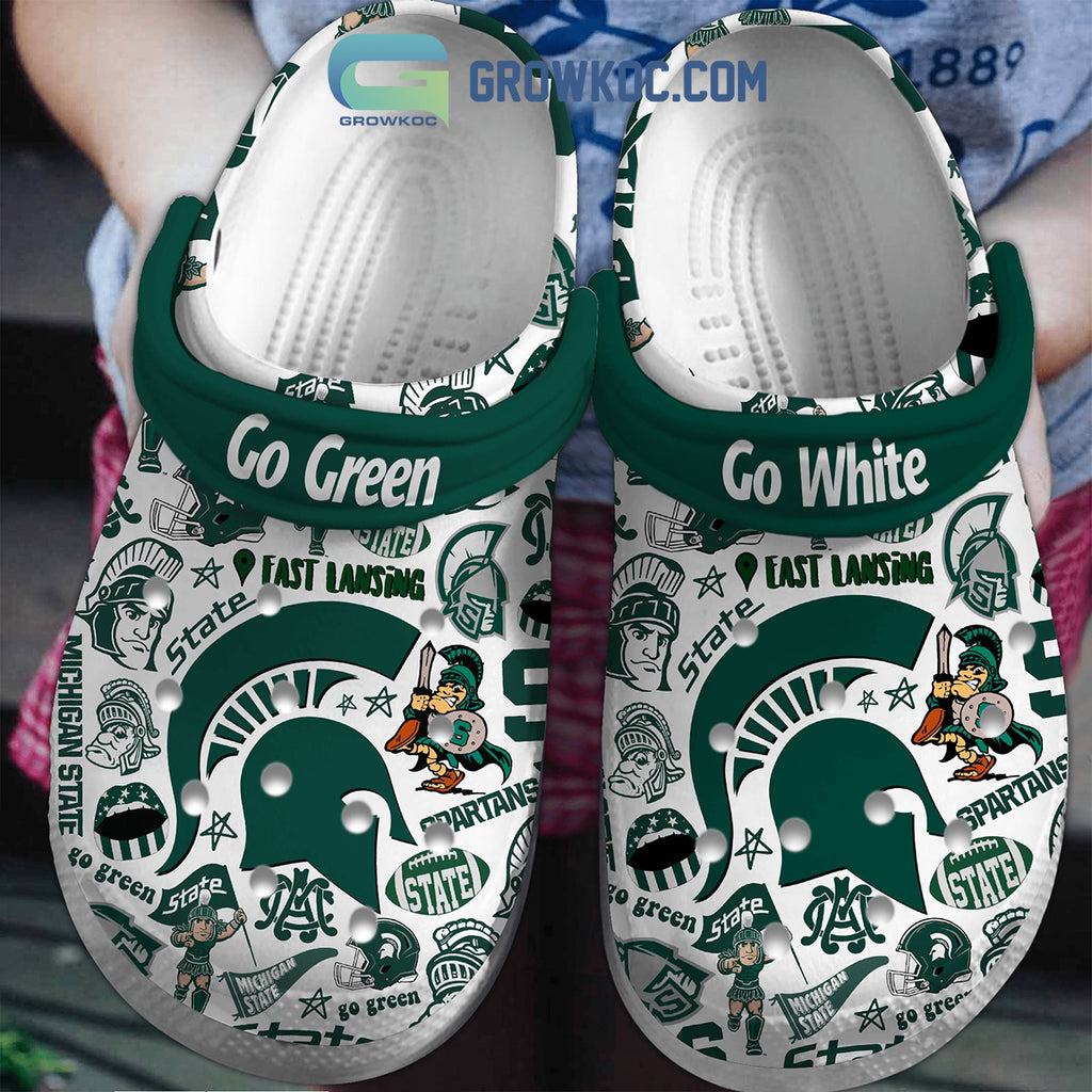 Michigan State Spartans Go Green White East Lansing Clogs Crocs