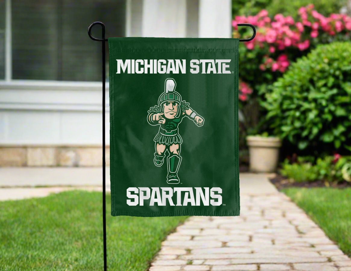 MSU Spartans Double Sided Garden Flag with Sparty Mascot Logo