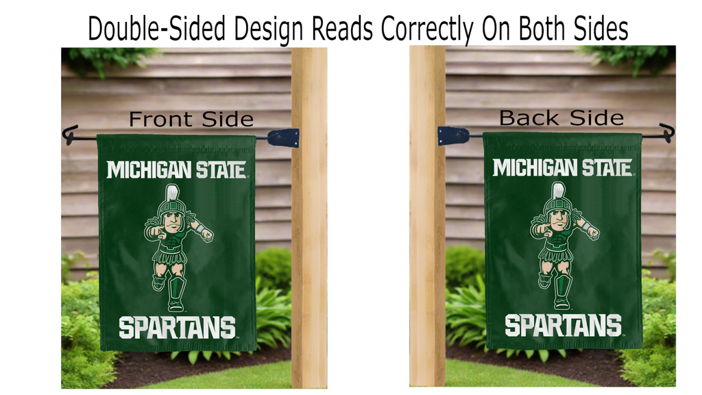 MSU Spartans Double Sided Garden Flag with Sparty Mascot Logo