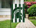 MSU Green and White Stripes Double Sided Garden Flag