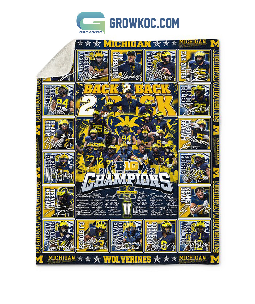 Michigan Wolverines Back 2 Back 2023 Big East Division Champions Fleece Blanket Quilt